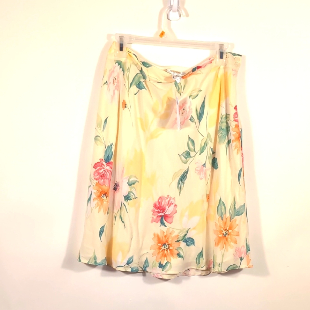 Talbots 12P Floral Cream Skirt NWT Petite Knee Length - Picture 2 of 12